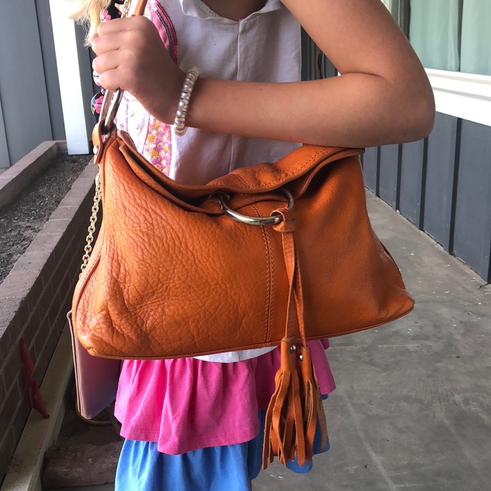 Alfani leather slouch purse with tassels